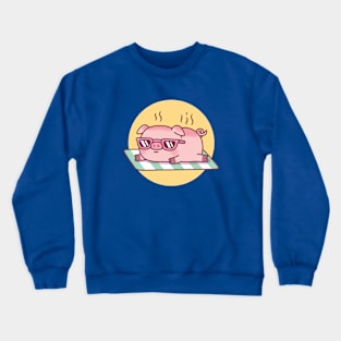 Cute Piggy With Sunglasses Gets Sunburned Crewneck Sweatshirt